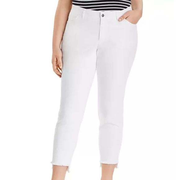 New Lafayette 148 New York Plus Mercer Step-Hem Ankle Jeans in White Size 24W